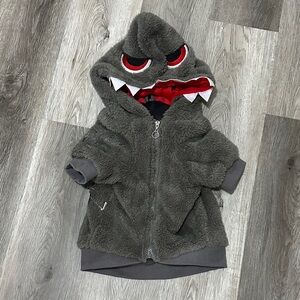 Gray Monster Hoodie with Red Accents for dog